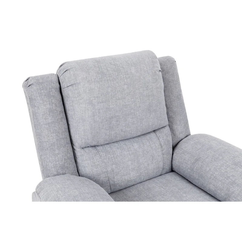 Fauteuil releveur électrique en velours gris clair avec points de massage, chauffage lombaire et poche de rangement