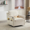 Fauteuil d'appoint moderne blanc crème 30,3 cm avec port USB