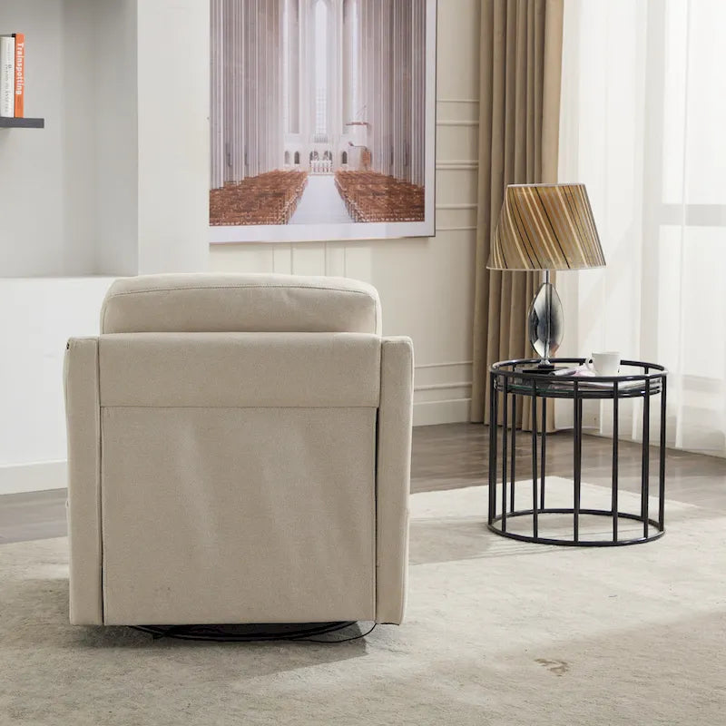 Fauteuil d'appoint moderne blanc crème 30,3 cm avec port USB
