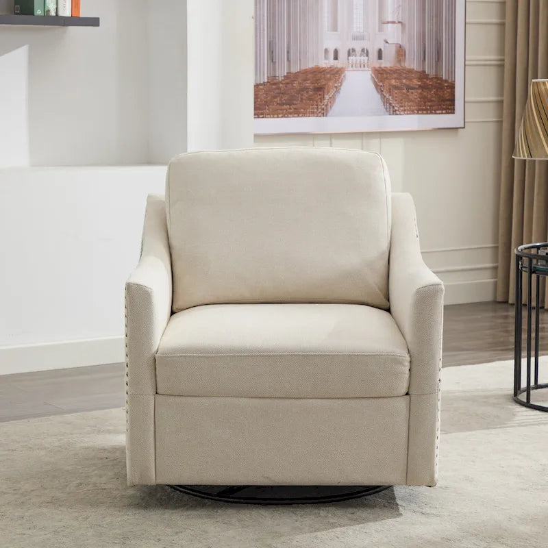 Fauteuil d'appoint moderne blanc crème 30,3 cm avec port USB