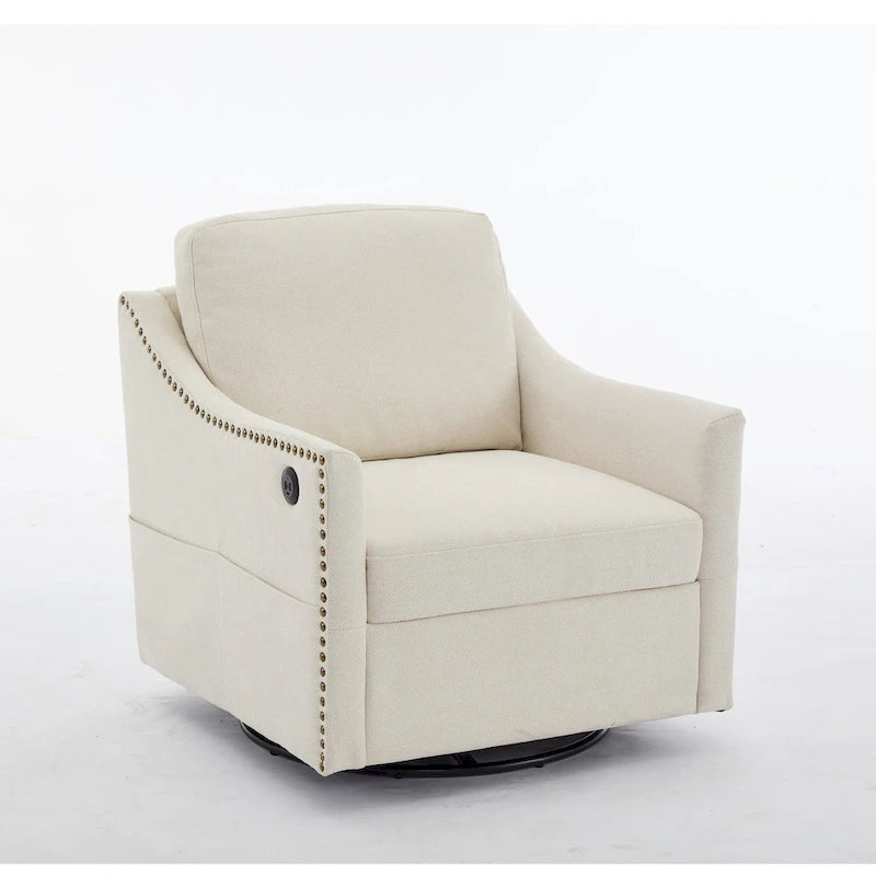 Fauteuil d'appoint moderne blanc crème 30,3 cm avec port USB