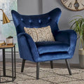 Fauteuil à oreilles en velours bleu marine 34,25