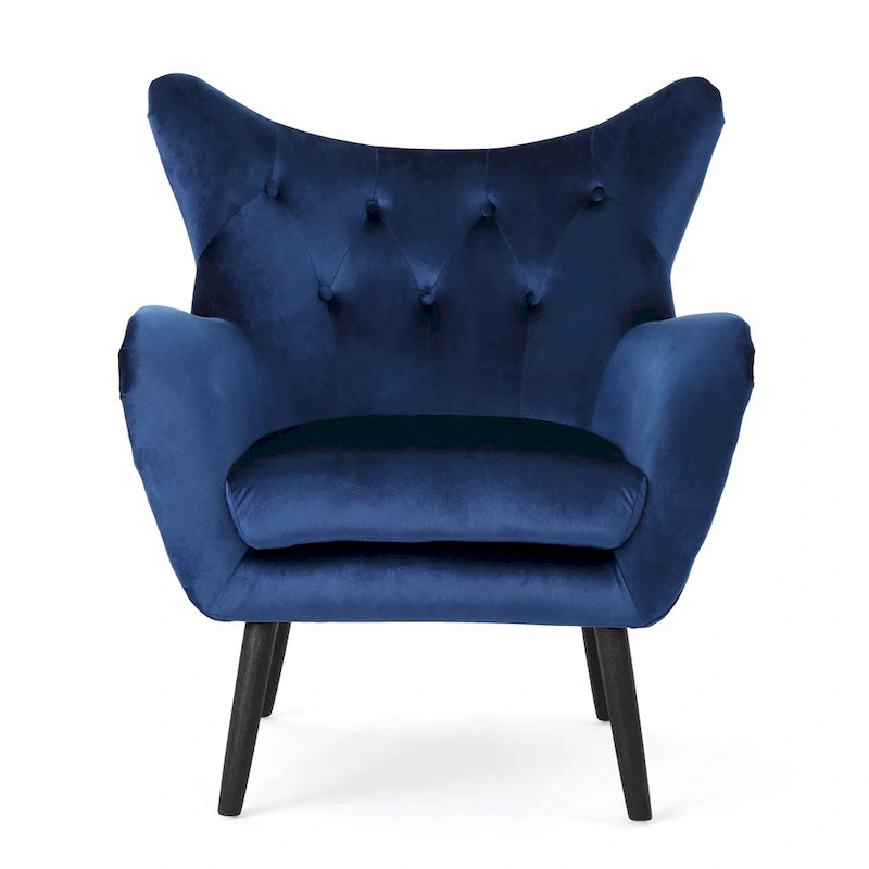 Fauteuil à oreilles en velours bleu marine 34,25