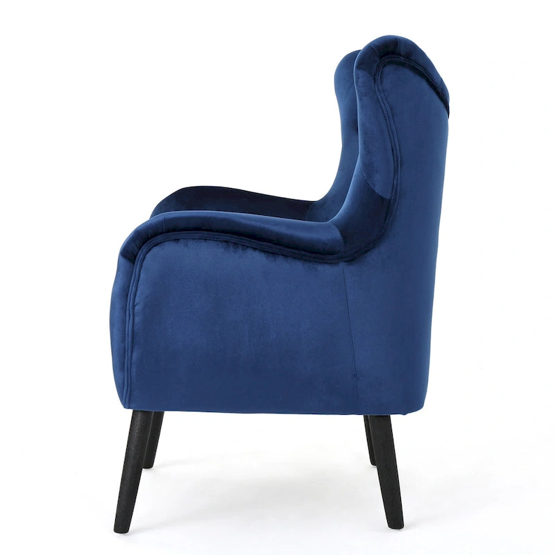 Fauteuil à oreilles en velours bleu marine 34,25