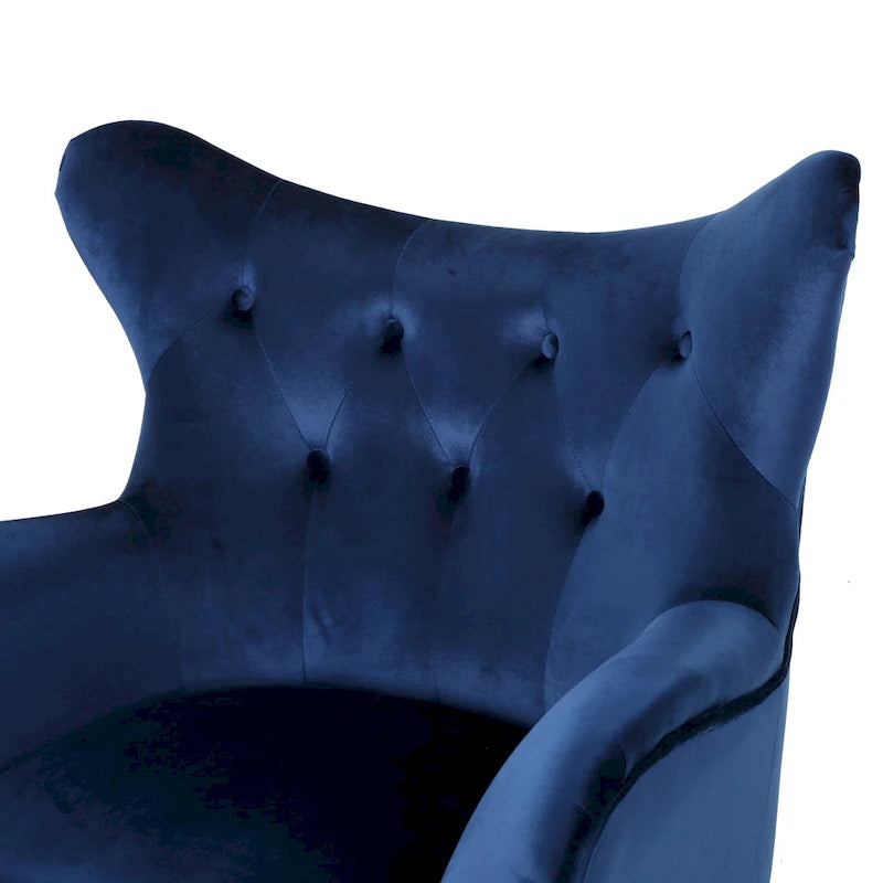 Fauteuil à oreilles en velours bleu marine 34,25