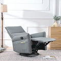 Fauteuil inclinable pivotant en cuir PU bleu-gris avec poches et dossier