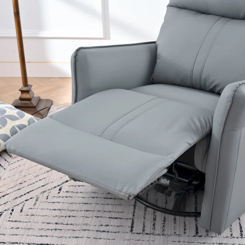Fauteuil inclinable pivotant en cuir PU bleu-gris avec poches et dossier