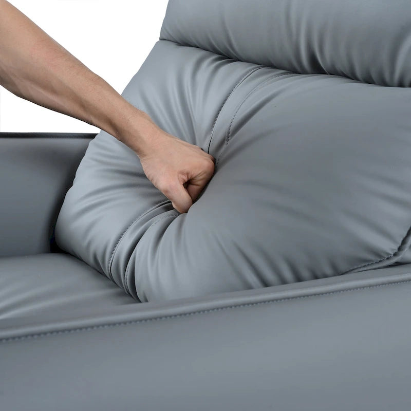 Fauteuil inclinable pivotant en cuir PU bleu-gris avec poches et dossier