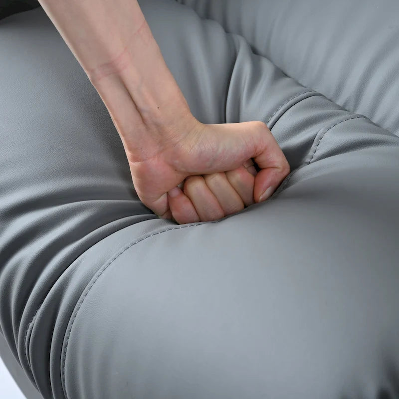 Fauteuil inclinable pivotant en cuir PU bleu-gris avec poches et dossier
