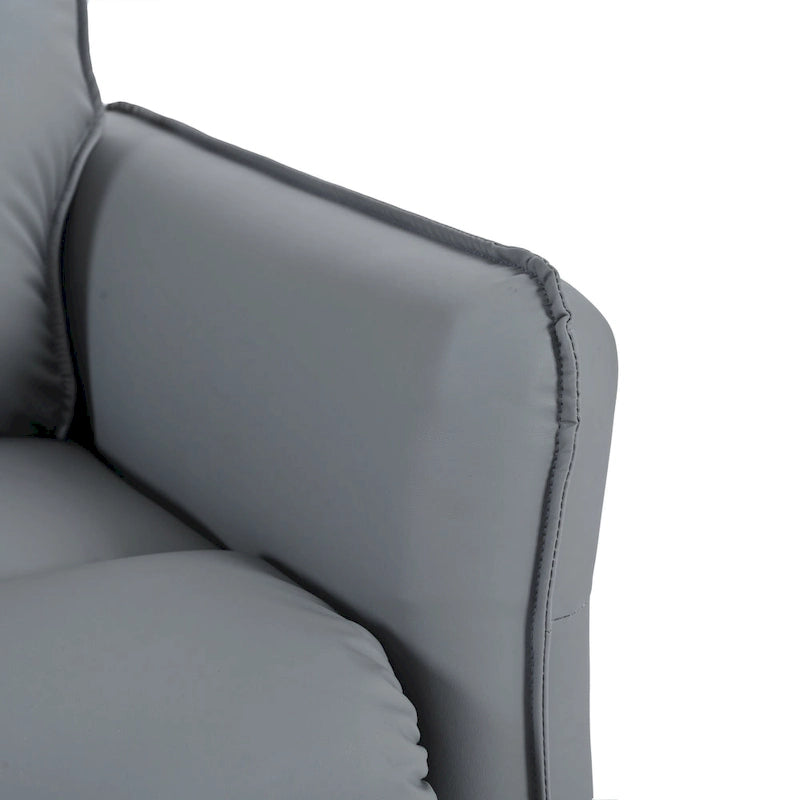 Fauteuil inclinable pivotant en cuir PU bleu-gris avec poches et dossier