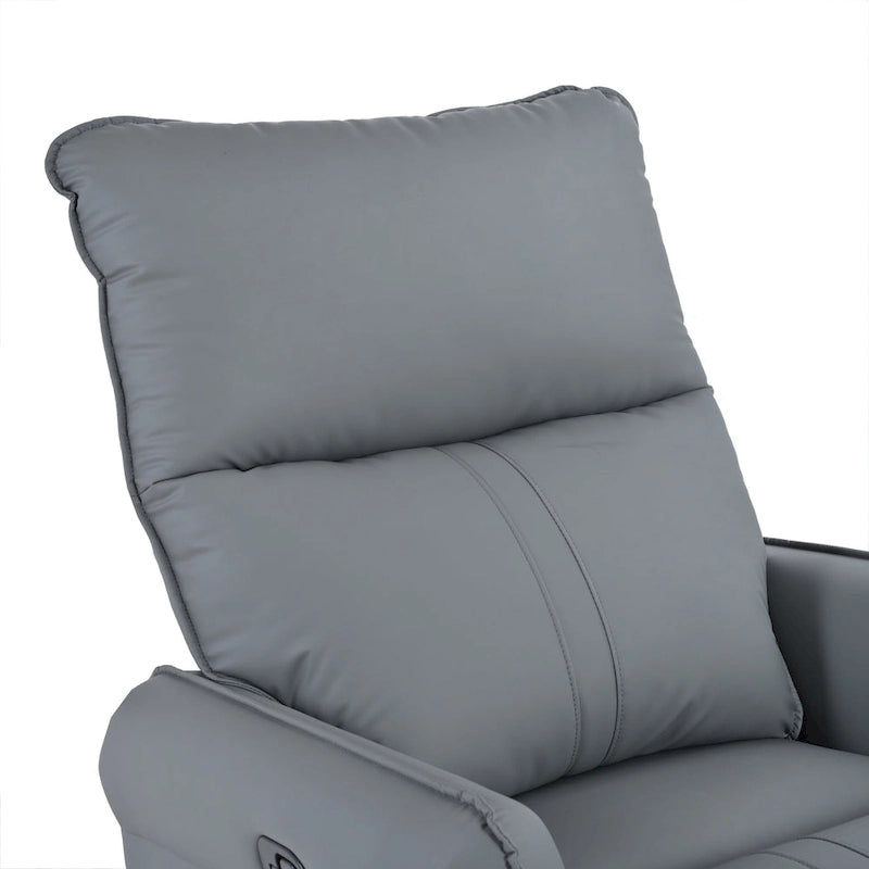 Fauteuil inclinable pivotant en cuir PU bleu-gris avec poches et dossier