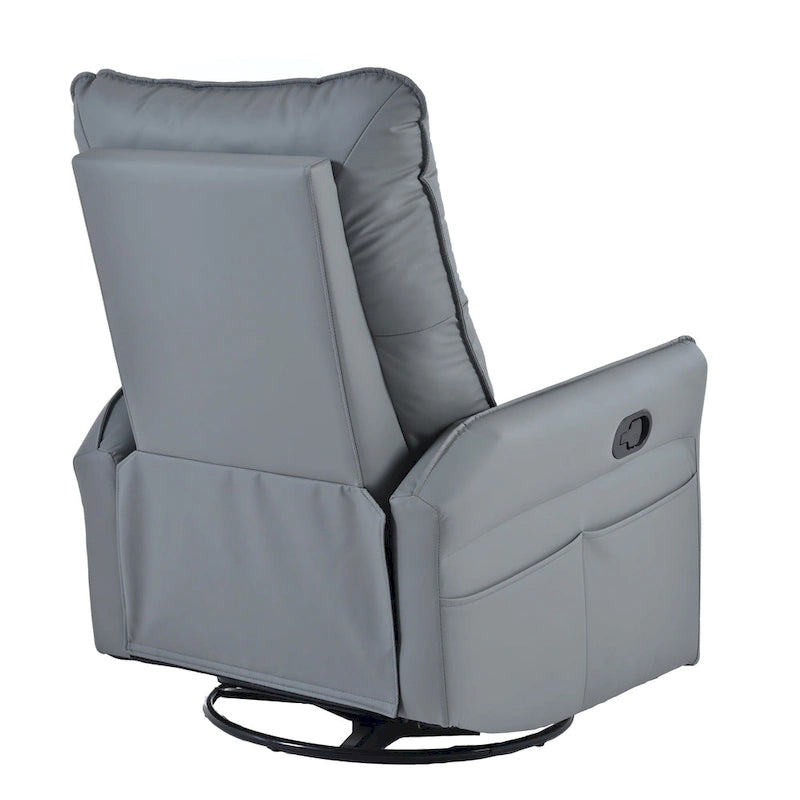 Fauteuil inclinable pivotant en cuir PU bleu-gris avec poches et dossier