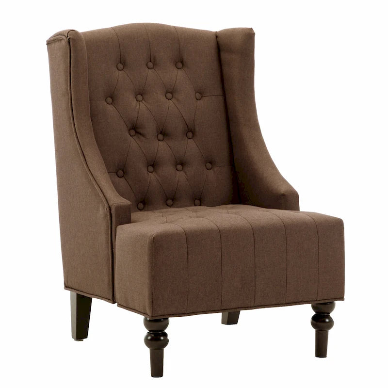 Fauteuil à oreilles avec structure en bois massif, fauteuil moderne du milieu du siècle, fauteuil d'appoint avec dossier extra-épais