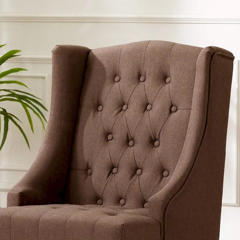 Fauteuil à oreilles avec structure en bois massif, fauteuil moderne du milieu du siècle, fauteuil d'appoint avec dossier extra-épais