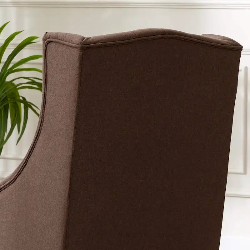 Fauteuil à oreilles avec structure en bois massif, fauteuil moderne du milieu du siècle, fauteuil d'appoint avec dossier extra-épais