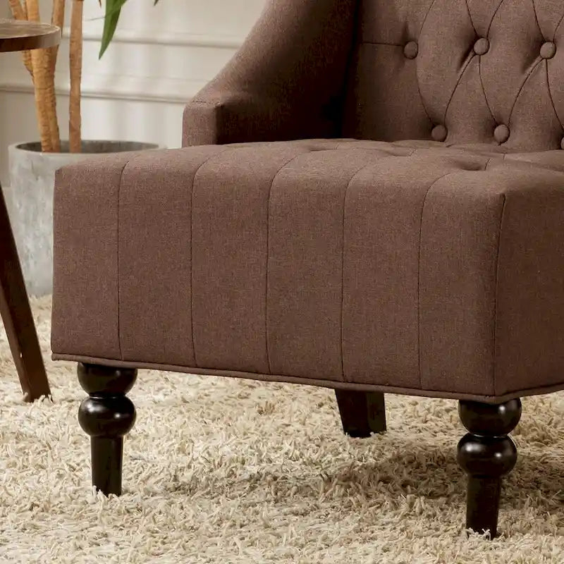 Fauteuil à oreilles avec structure en bois massif, fauteuil moderne du milieu du siècle, fauteuil d'appoint avec dossier extra-épais