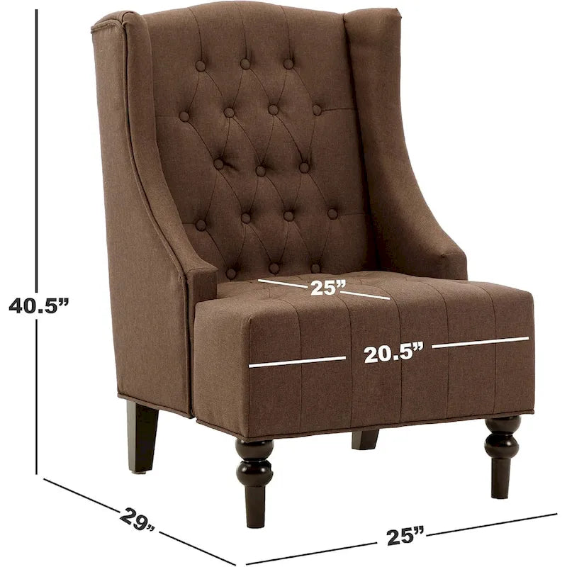 Fauteuil à oreilles avec structure en bois massif, fauteuil moderne du milieu du siècle, fauteuil d'appoint avec dossier extra-épais