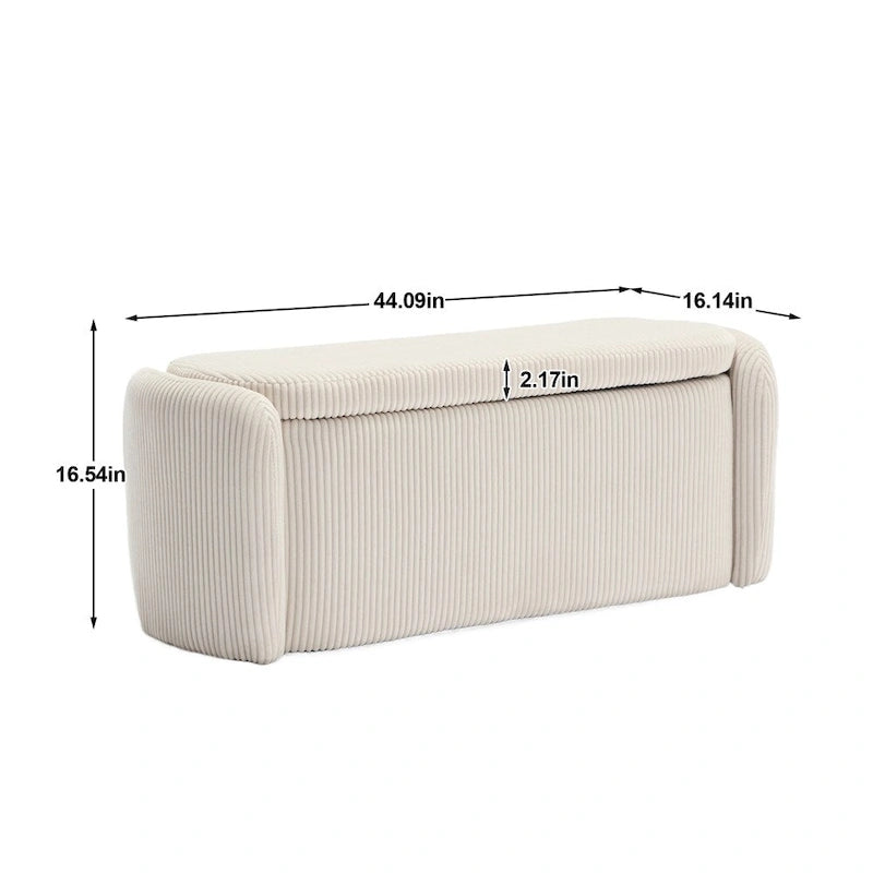 Pouf de rangement, banc d'extrémité de chambre, pouf de rangement rembourré en tissu