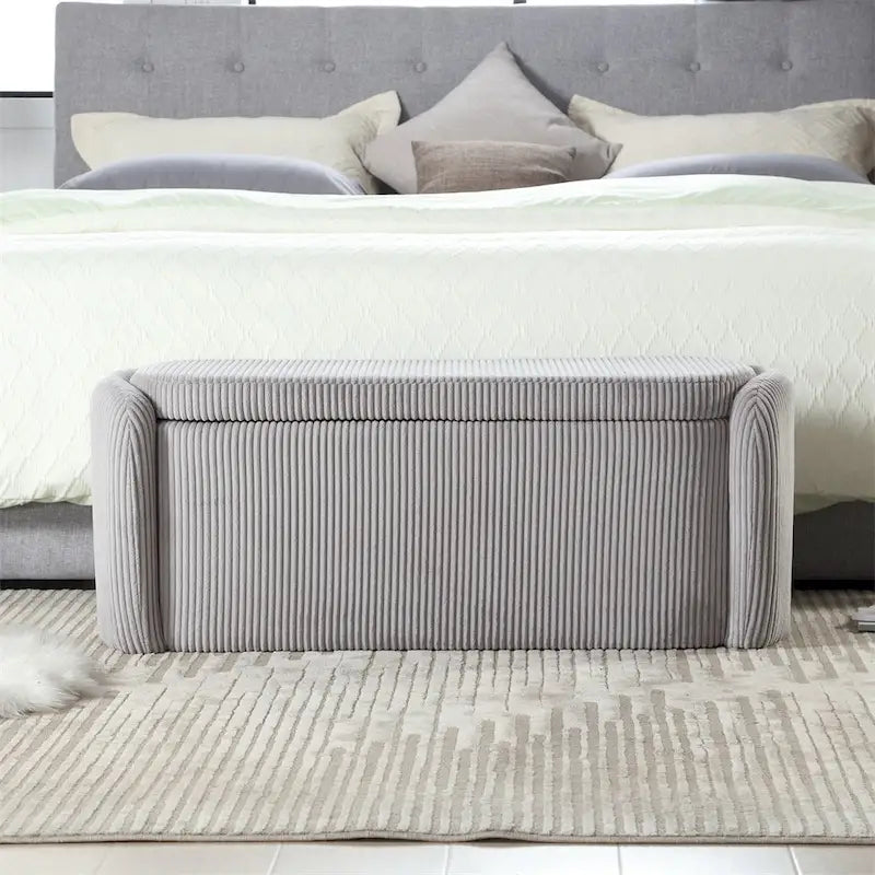 Pouf de rangement, banc d'extrémité de chambre, pouf de rangement rembourré en tissu
