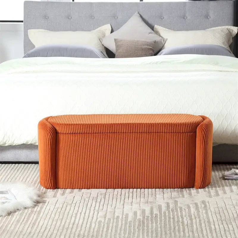 Pouf de rangement, banc d'extrémité de chambre, pouf de rangement rembourré en tissu