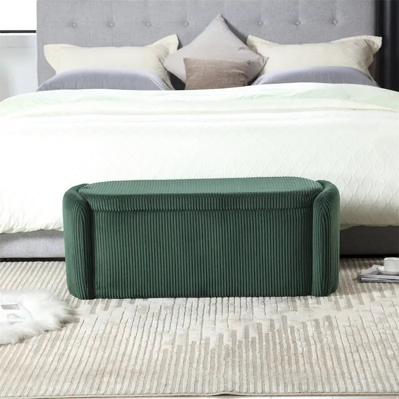 Pouf de rangement, banc d'extrémité de chambre, pouf de rangement rembourré en tissu