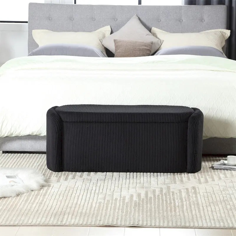 Pouf de rangement, banc d'extrémité de chambre, pouf de rangement rembourré en tissu