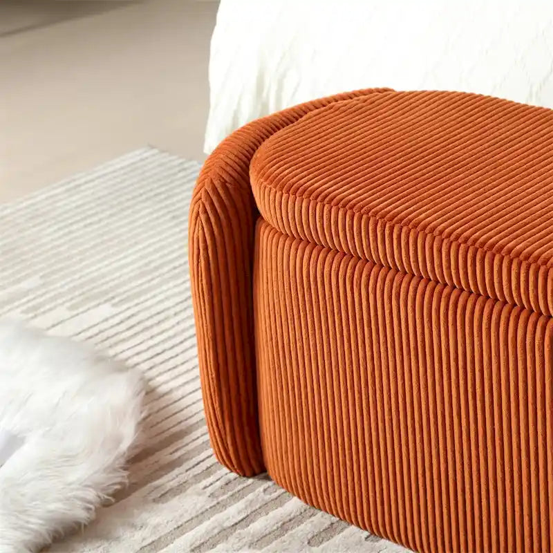 Pouf de rangement, banc d'extrémité de chambre, pouf de rangement rembourré en tissu