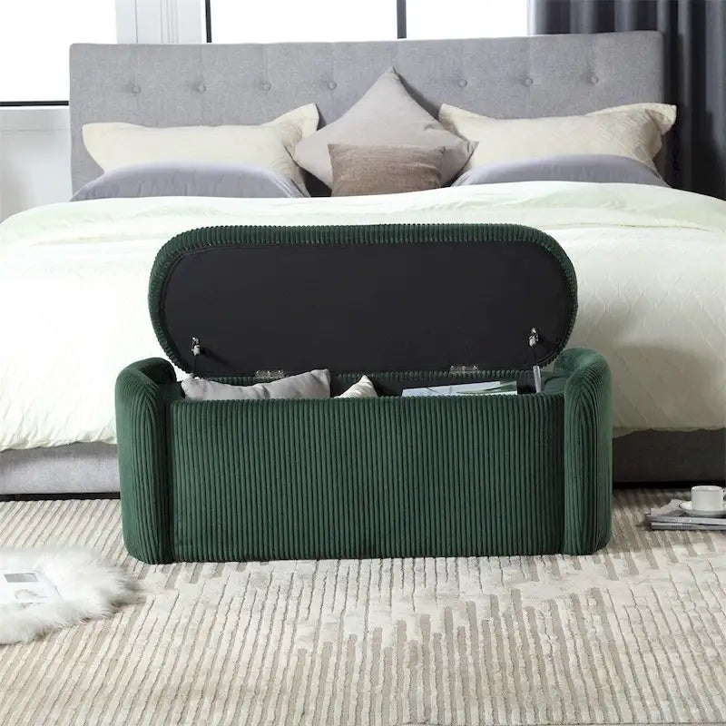 Pouf de rangement, banc d'extrémité de chambre, pouf de rangement rembourré en tissu