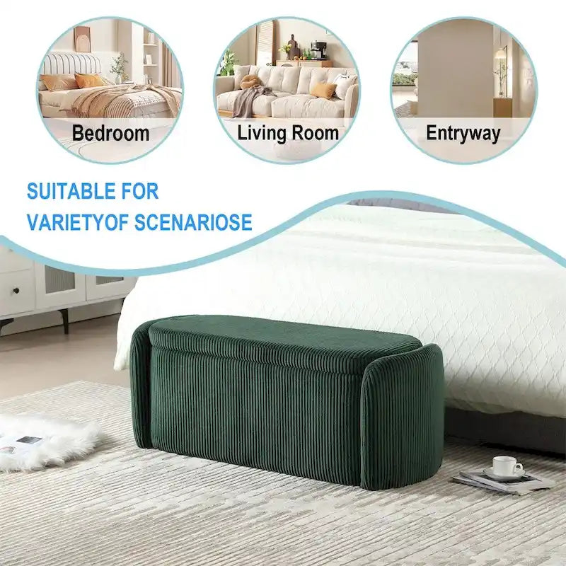 Pouf de rangement, banc d'extrémité de chambre, pouf de rangement rembourré en tissu