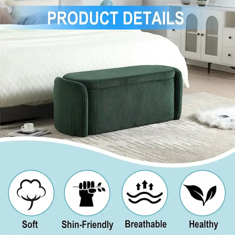 Pouf de rangement, banc d'extrémité de chambre, pouf de rangement rembourré en tissu