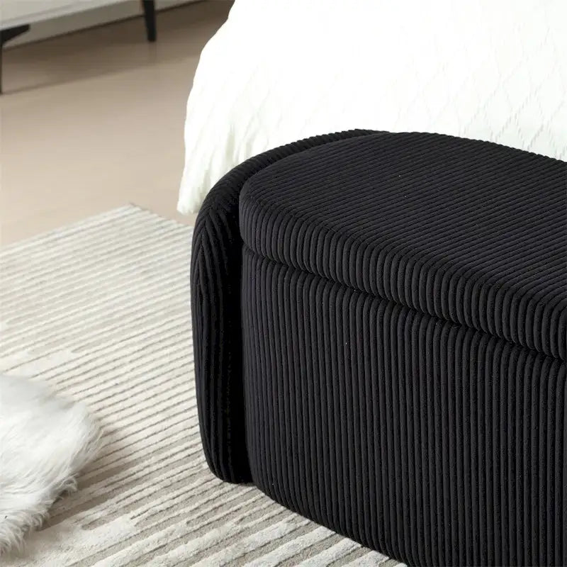 Pouf de rangement, banc d'extrémité de chambre, pouf de rangement rembourré en tissu
