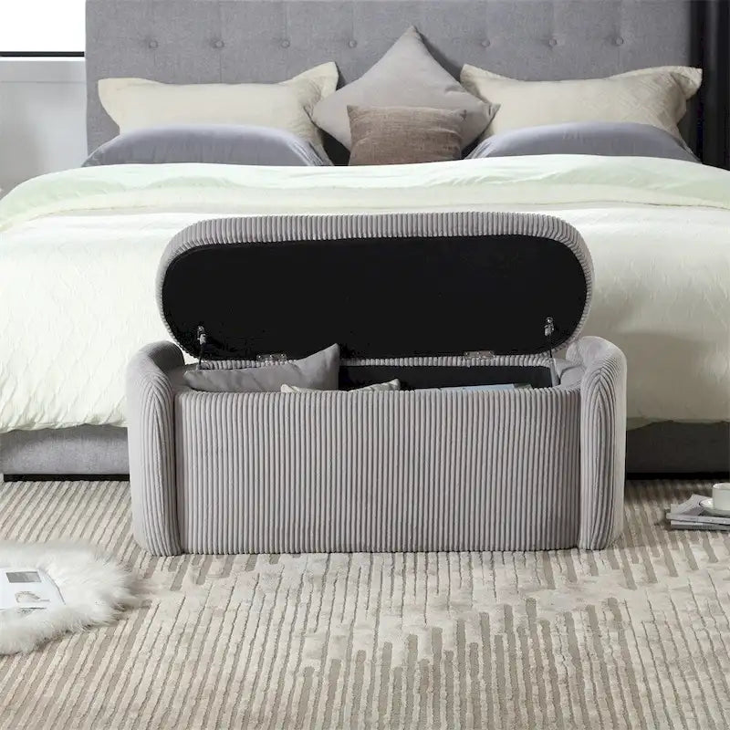 Pouf de rangement, banc d'extrémité de chambre, pouf de rangement rembourré en tissu