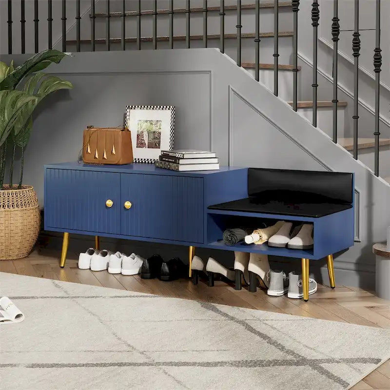 Banc de rangement à chaussures moderne avec rangement dissimulé et coussins rembourrés