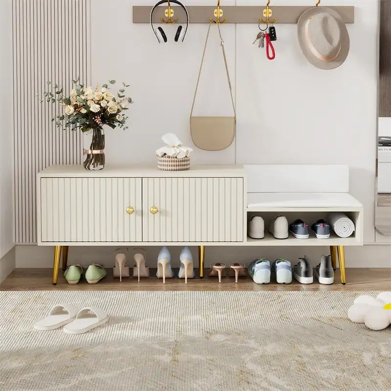 Banc de rangement à chaussures moderne avec rangement dissimulé et coussins rembourrés