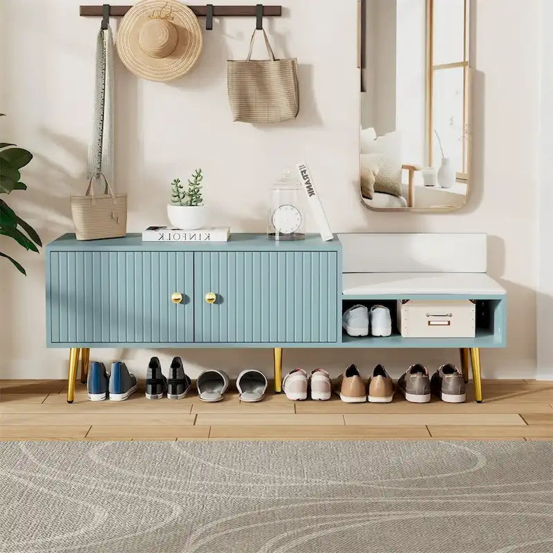Banc de rangement à chaussures moderne avec rangement dissimulé et coussins rembourrés
