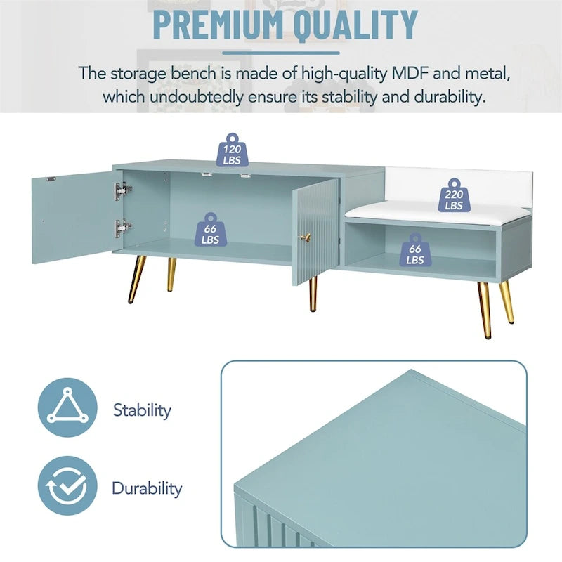 Banc de rangement à chaussures moderne avec rangement dissimulé et coussins rembourrés