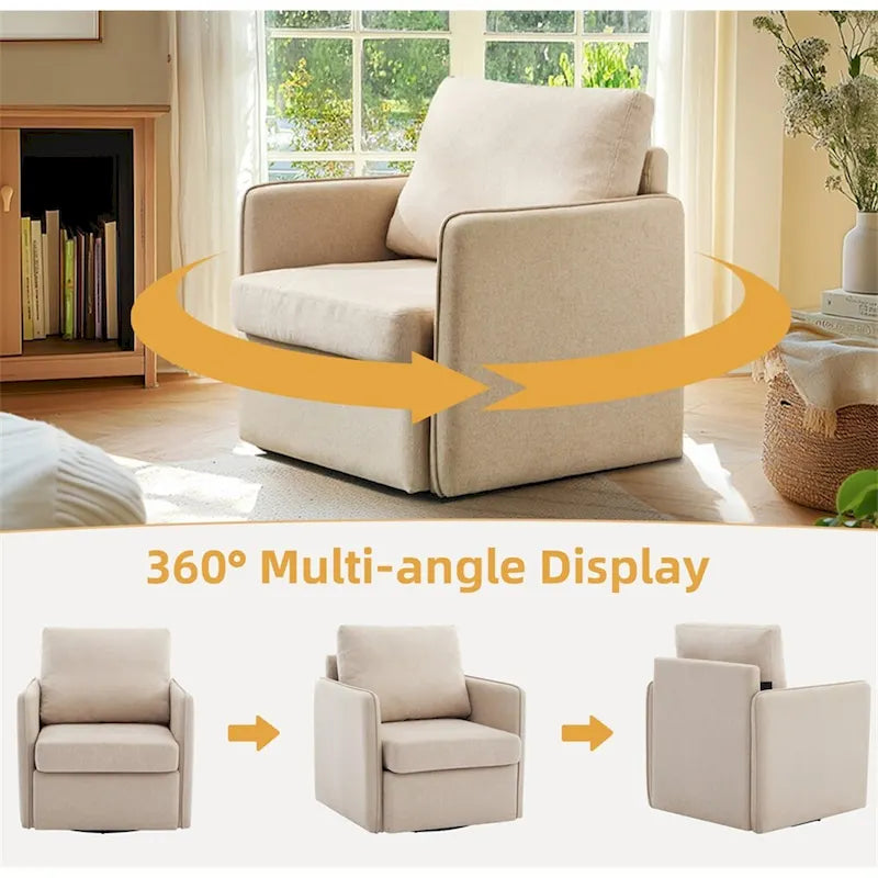 Fauteuil pivotant d'appoint, fauteuil-canapé confortable avec rangement, fauteuil avec accoudoirs