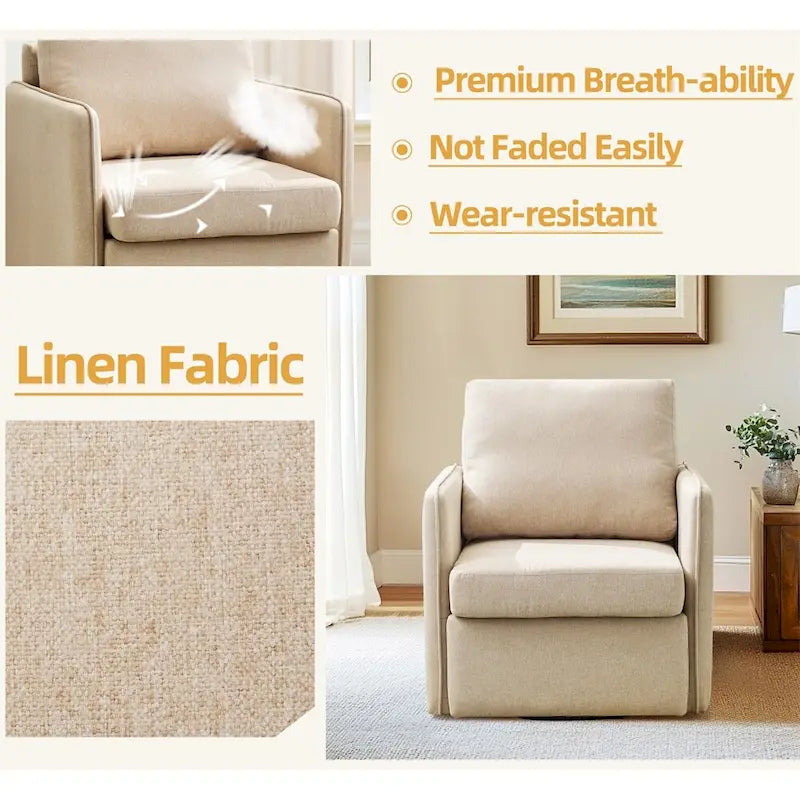 Fauteuil pivotant d'appoint, fauteuil-canapé confortable avec rangement, fauteuil avec accoudoirs