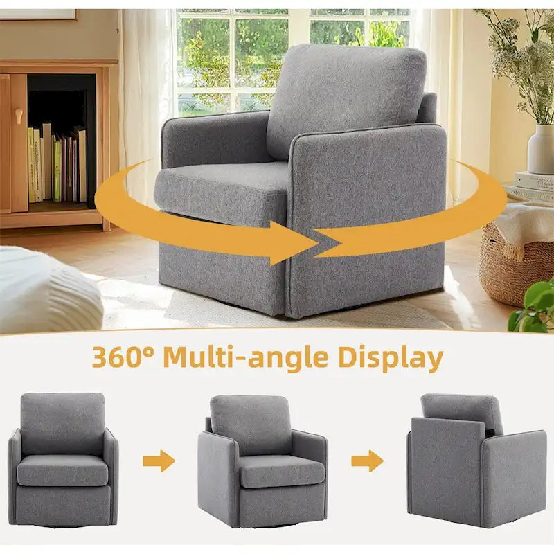 Fauteuil pivotant d'appoint, fauteuil-canapé confortable avec rangement, fauteuil avec accoudoirs