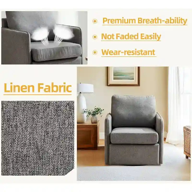 Fauteuil pivotant d'appoint, fauteuil-canapé confortable avec rangement, fauteuil avec accoudoirs