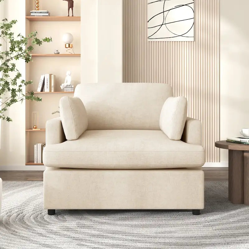 Fauteuil d'appoint surdimensionné Mirod - Coussins d'accoudoirs confortables, style neutre et polyvalent, design élégant, structure durable