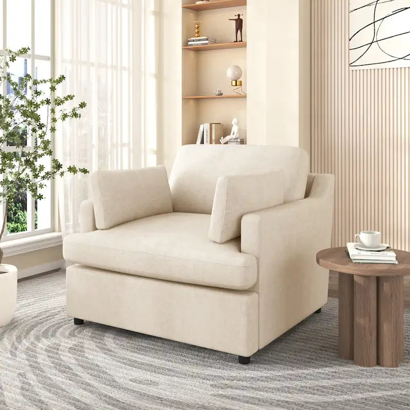 Fauteuil d'appoint surdimensionné Mirod - Coussins d'accoudoirs confortables, style neutre et polyvalent, design élégant, structure durable