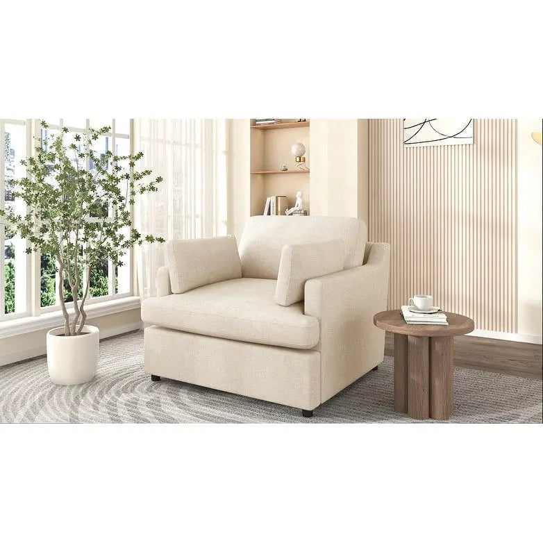 Fauteuil d'appoint surdimensionné Mirod - Coussins d'accoudoirs confortables, style neutre et polyvalent, design élégant, structure durable