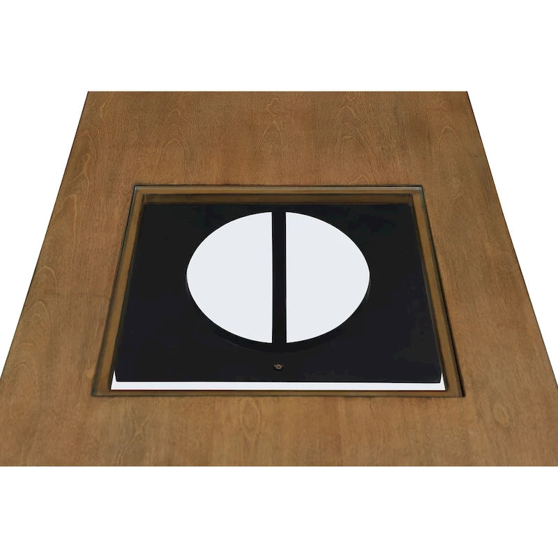 Table basse rectangulaire contemporaine en bois de 47 pouces avec plateau en verre trempé transparent, plateau noir et expresso clair