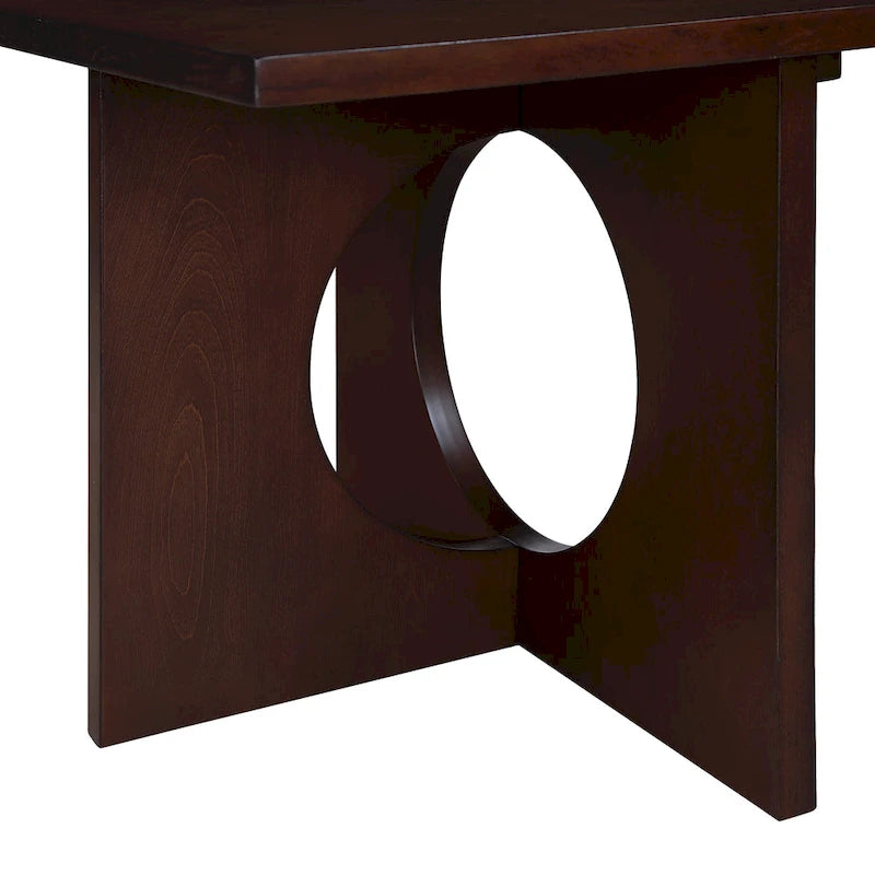 Table basse rectangulaire contemporaine en bois de 47 pouces avec plateau en verre trempé transparent, plateau noir et expresso clair