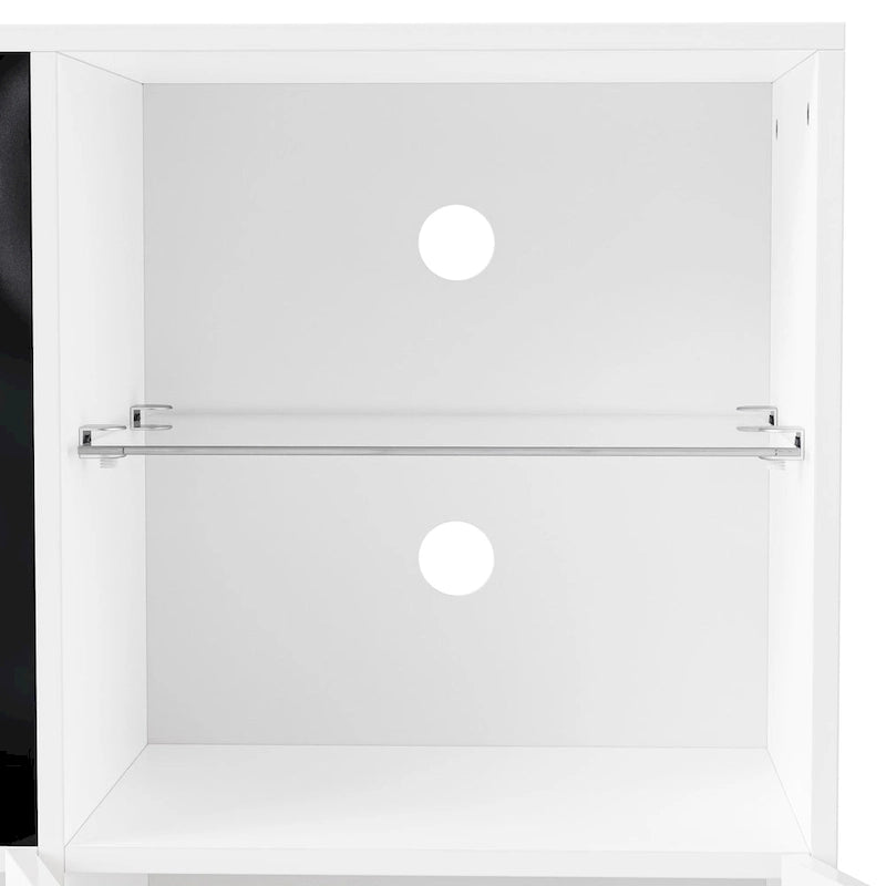 Meuble TV avec cheminée électrique non chauffante de 34,2 pouces, centre multimédia avec éclairage LED, étagères en verre trempé pour téléviseurs jusqu'à 75 pouces.