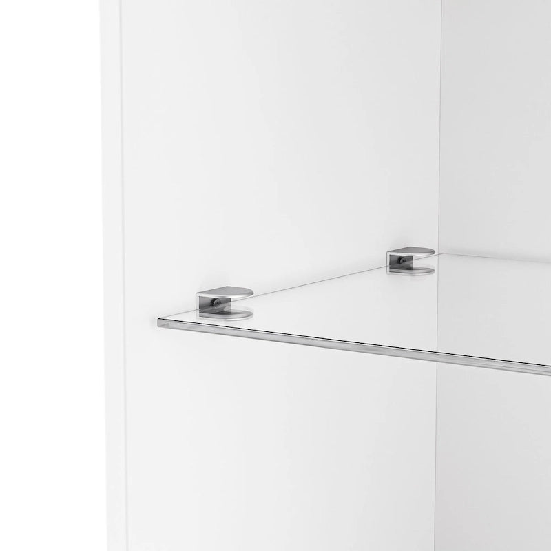 Meuble TV avec cheminée électrique non chauffante de 34,2 pouces, centre multimédia avec éclairage LED, étagères en verre trempé pour téléviseurs jusqu'à 75 pouces.