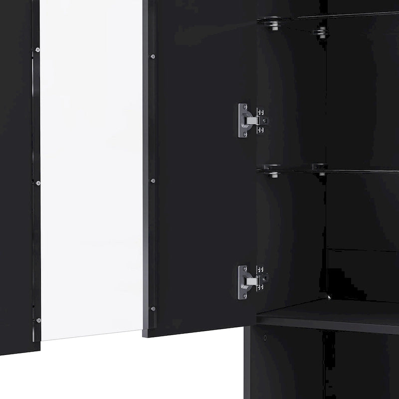 Meuble TV avec cheminée électrique non chauffante de 34,2 pouces, centre multimédia avec éclairage LED, étagères en verre trempé pour téléviseurs jusqu'à 75 pouces.