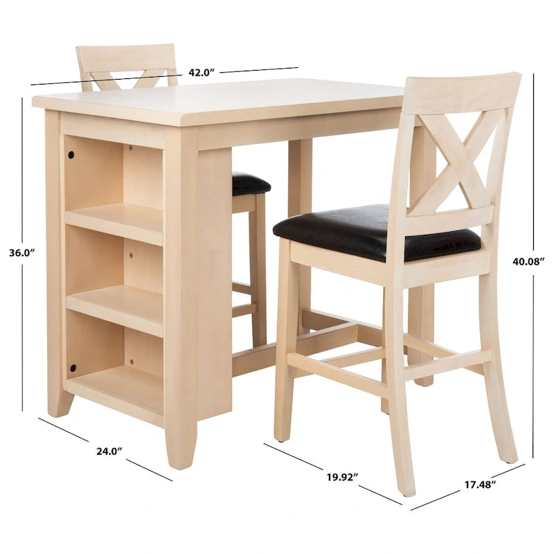 Ensemble de bar en bois SAFAVIEH Shadya 3 pièces - 42 x 24 x 36 - 42L x 24P x 36H