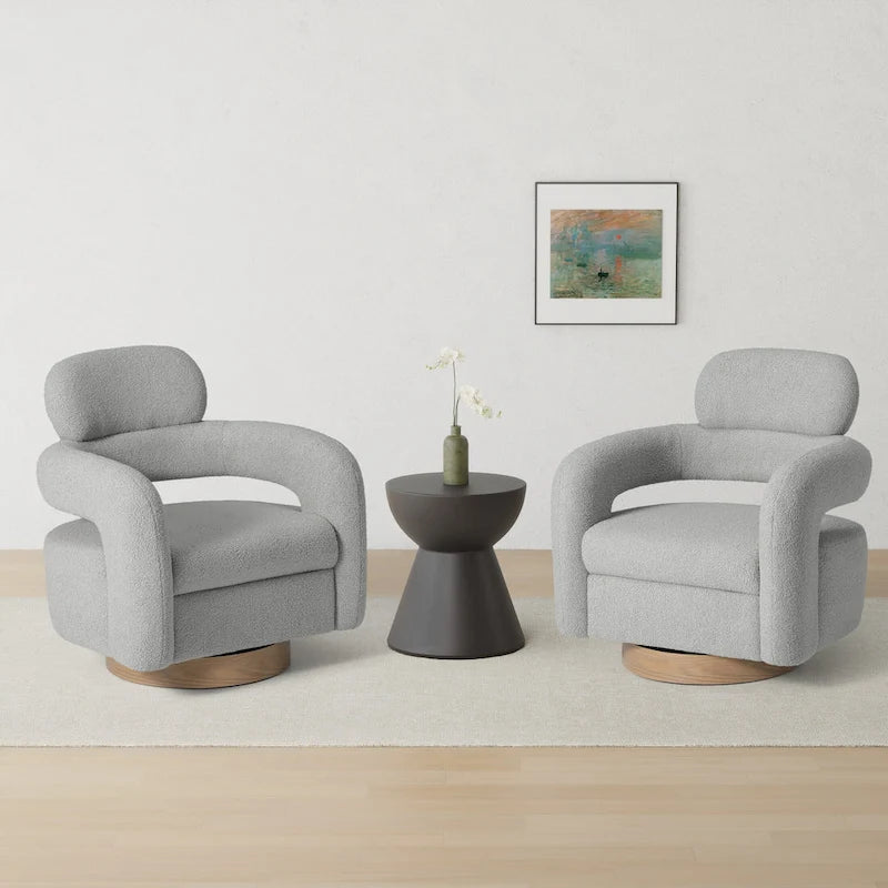 Chaise pivotante Bayville 29 en sherpa de 29 pouces de large (ensemble de 2)